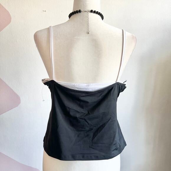 Black Layered Top, Y2K Grunge Indie Sleaze Minimalist Soft Goth Large - Picture 2 of 6